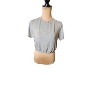 Revamped Large Grey Women's Cropped T-Shirt